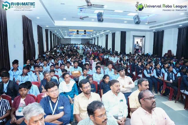 A full hall of students and faculty at a Robomatiic championship